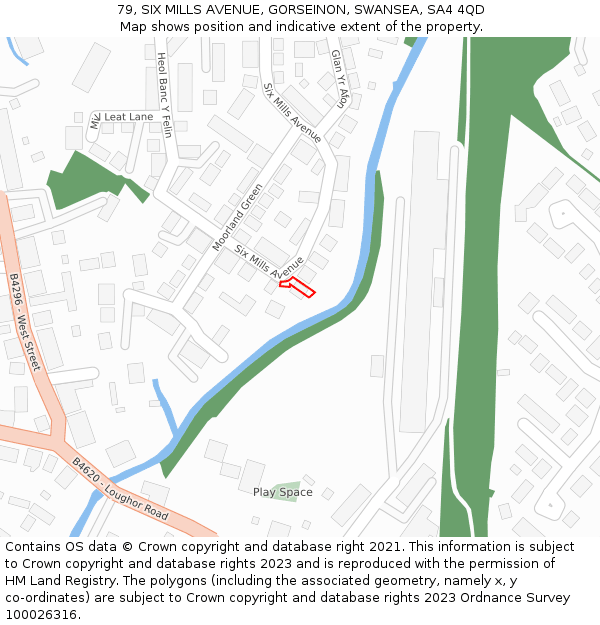 79, SIX MILLS AVENUE, GORSEINON, SWANSEA, SA4 4QD: Location map and indicative extent of plot