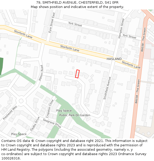 79, SMITHFIELD AVENUE, CHESTERFIELD, S41 0PR: Location map and indicative extent of plot