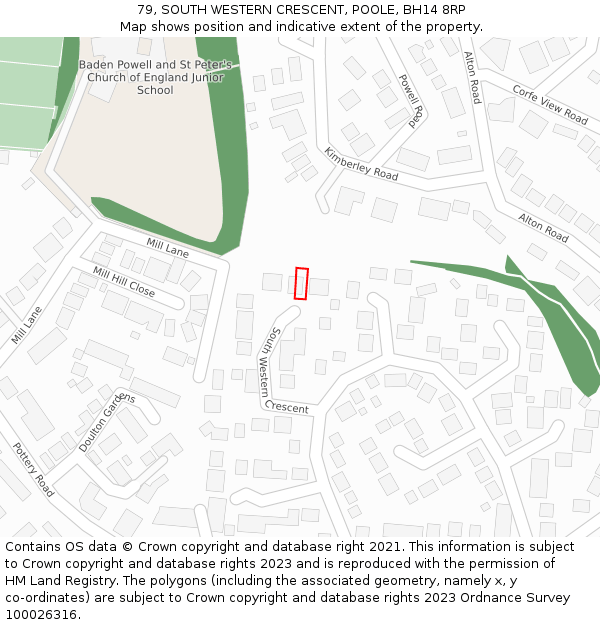 79, SOUTH WESTERN CRESCENT, POOLE, BH14 8RP: Location map and indicative extent of plot