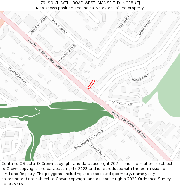 79, SOUTHWELL ROAD WEST, MANSFIELD, NG18 4EJ: Location map and indicative extent of plot