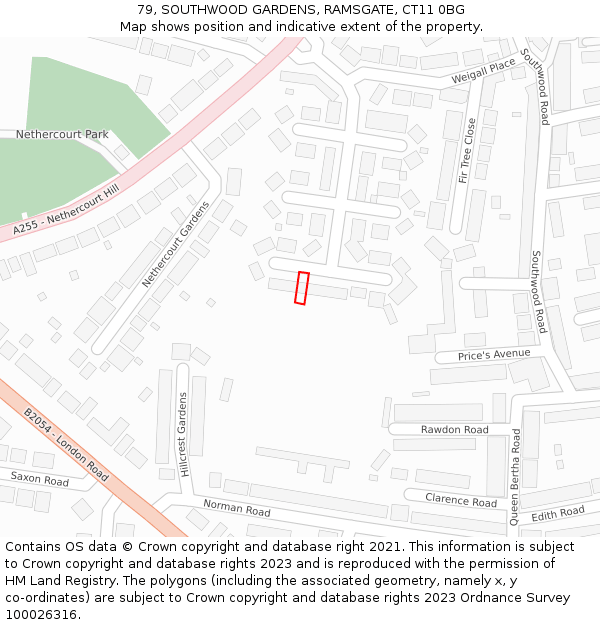 79, SOUTHWOOD GARDENS, RAMSGATE, CT11 0BG: Location map and indicative extent of plot