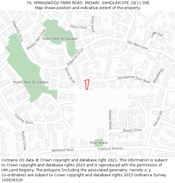 79, SPRINGWOOD FARM ROAD, MIDWAY, SWADLINCOTE, DE11 0XE: Location map and indicative extent of plot