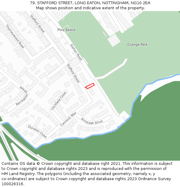 79, STAFFORD STREET, LONG EATON, NOTTINGHAM, NG10 2EA: Location map and indicative extent of plot