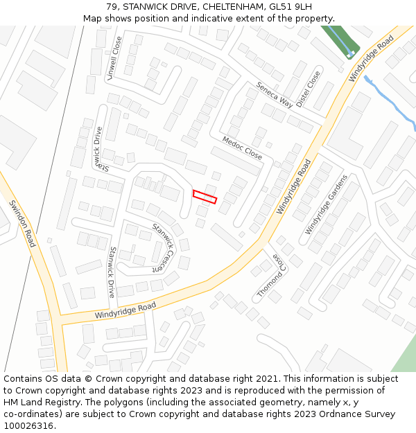 79, STANWICK DRIVE, CHELTENHAM, GL51 9LH: Location map and indicative extent of plot