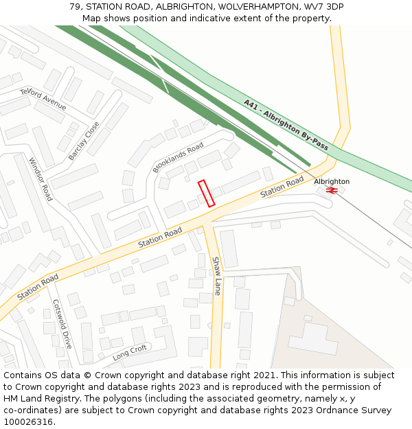 79, STATION ROAD, ALBRIGHTON, WOLVERHAMPTON, WV7 3DP: Location map and indicative extent of plot