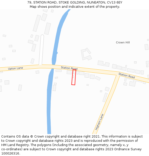 79, STATION ROAD, STOKE GOLDING, NUNEATON, CV13 6EY: Location map and indicative extent of plot