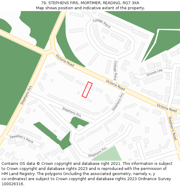 79, STEPHENS FIRS, MORTIMER, READING, RG7 3XA: Location map and indicative extent of plot