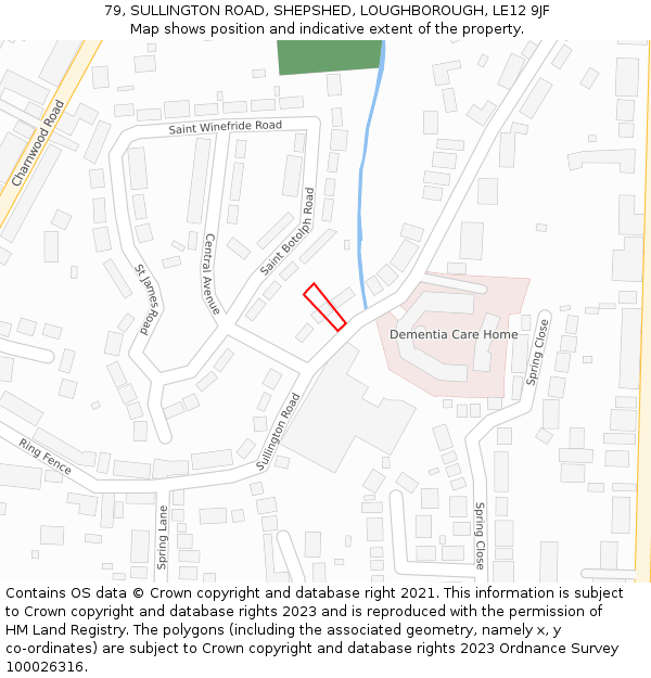 79, SULLINGTON ROAD, SHEPSHED, LOUGHBOROUGH, LE12 9JF: Location map and indicative extent of plot