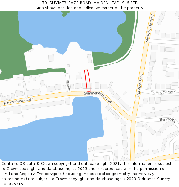 79, SUMMERLEAZE ROAD, MAIDENHEAD, SL6 8ER: Location map and indicative extent of plot