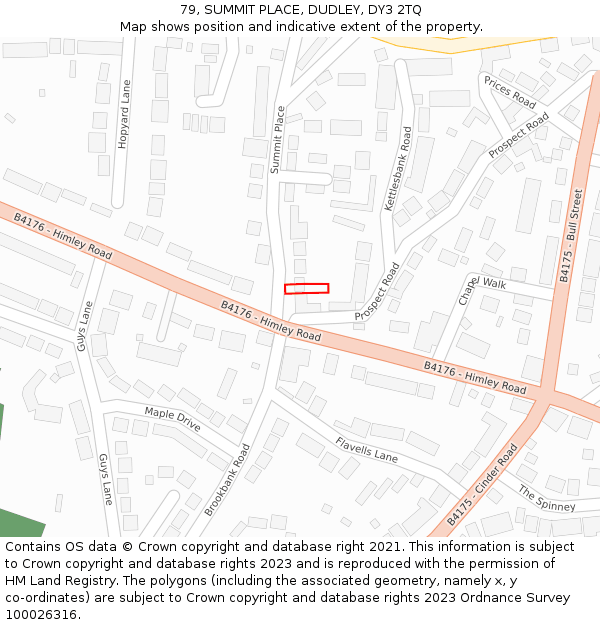 79, SUMMIT PLACE, DUDLEY, DY3 2TQ: Location map and indicative extent of plot