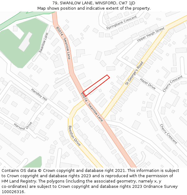 79, SWANLOW LANE, WINSFORD, CW7 1JD: Location map and indicative extent of plot