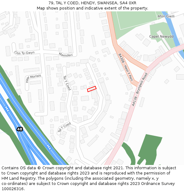 79, TAL Y COED, HENDY, SWANSEA, SA4 0XR: Location map and indicative extent of plot