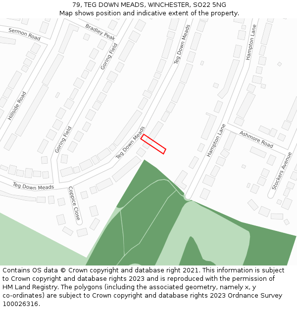 79, TEG DOWN MEADS, WINCHESTER, SO22 5NG: Location map and indicative extent of plot