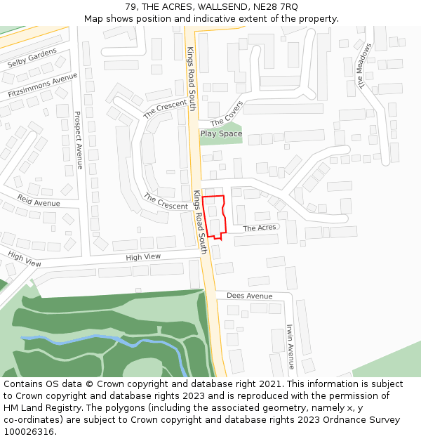 79, THE ACRES, WALLSEND, NE28 7RQ: Location map and indicative extent of plot