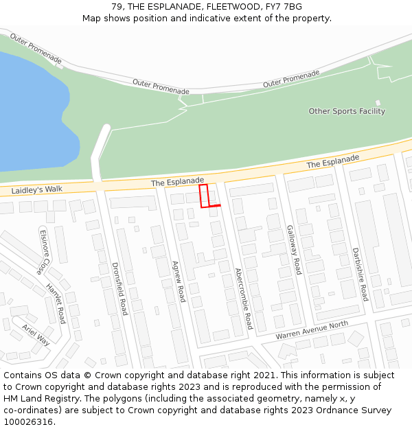 79, THE ESPLANADE, FLEETWOOD, FY7 7BG: Location map and indicative extent of plot