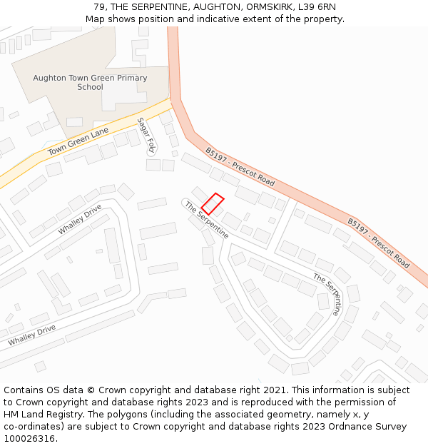 79, THE SERPENTINE, AUGHTON, ORMSKIRK, L39 6RN: Location map and indicative extent of plot