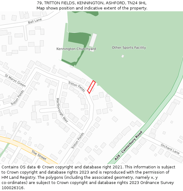 79, TRITTON FIELDS, KENNINGTON, ASHFORD, TN24 9HL: Location map and indicative extent of plot