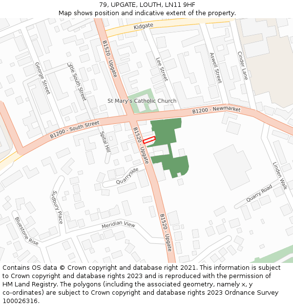 79, UPGATE, LOUTH, LN11 9HF: Location map and indicative extent of plot