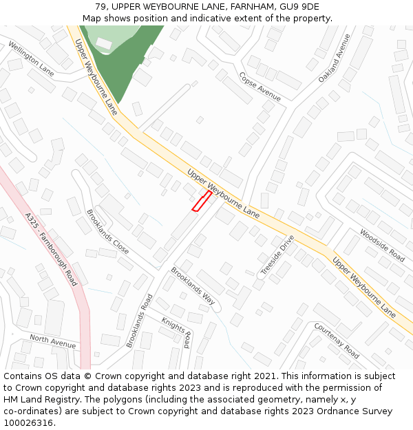 79, UPPER WEYBOURNE LANE, FARNHAM, GU9 9DE: Location map and indicative extent of plot