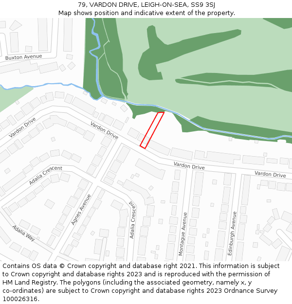 79, VARDON DRIVE, LEIGH-ON-SEA, SS9 3SJ: Location map and indicative extent of plot