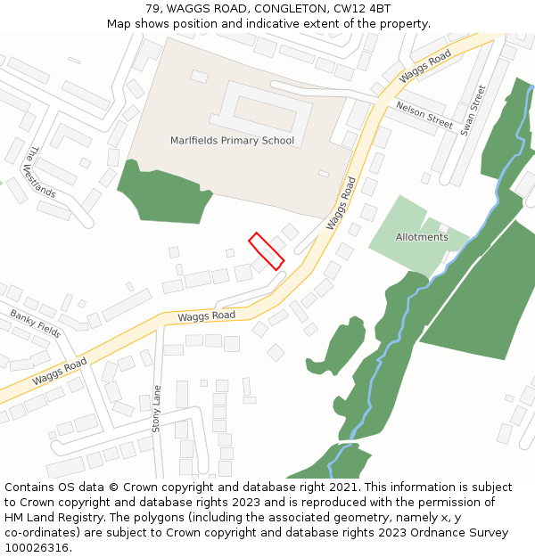 79, WAGGS ROAD, CONGLETON, CW12 4BT: Location map and indicative extent of plot