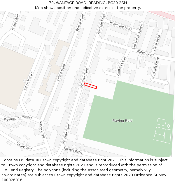 79, WANTAGE ROAD, READING, RG30 2SN: Location map and indicative extent of plot