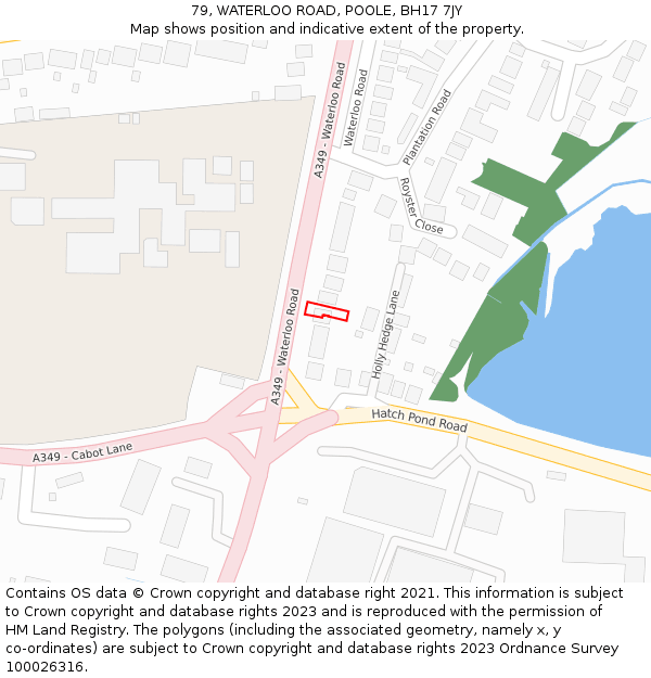 79, WATERLOO ROAD, POOLE, BH17 7JY: Location map and indicative extent of plot