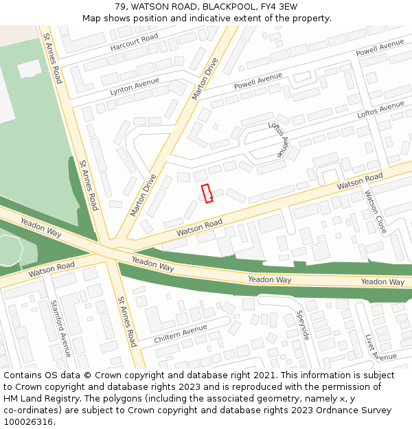 79, WATSON ROAD, BLACKPOOL, FY4 3EW: Location map and indicative extent of plot