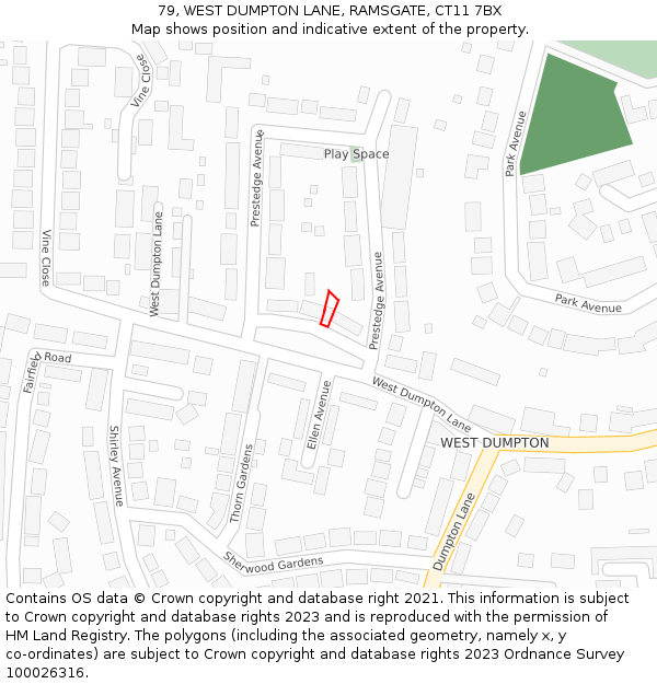 79, WEST DUMPTON LANE, RAMSGATE, CT11 7BX: Location map and indicative extent of plot