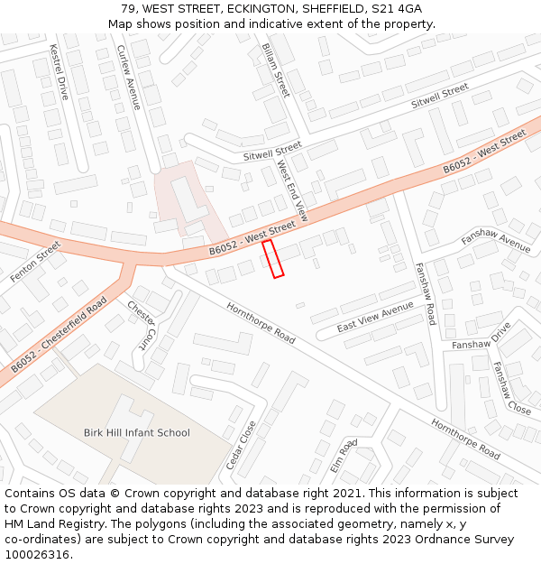 79, WEST STREET, ECKINGTON, SHEFFIELD, S21 4GA: Location map and indicative extent of plot