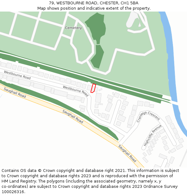 79, WESTBOURNE ROAD, CHESTER, CH1 5BA: Location map and indicative extent of plot