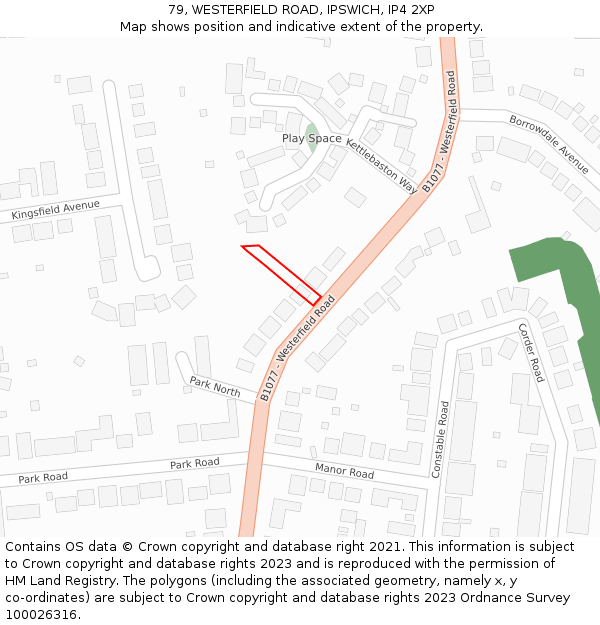 79, WESTERFIELD ROAD, IPSWICH, IP4 2XP: Location map and indicative extent of plot