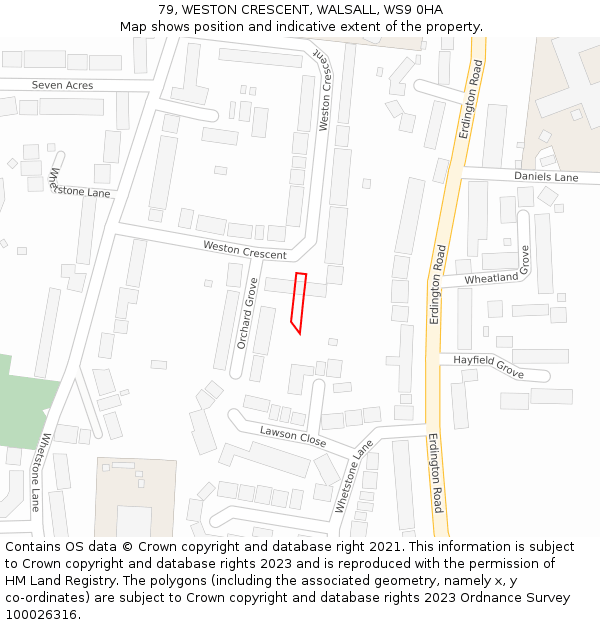 79, WESTON CRESCENT, WALSALL, WS9 0HA: Location map and indicative extent of plot