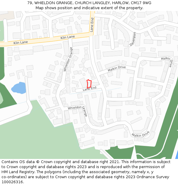 79, WHIELDON GRANGE, CHURCH LANGLEY, HARLOW, CM17 9WG: Location map and indicative extent of plot