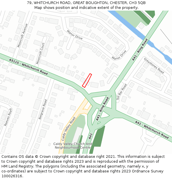 79, WHITCHURCH ROAD, GREAT BOUGHTON, CHESTER, CH3 5QB: Location map and indicative extent of plot