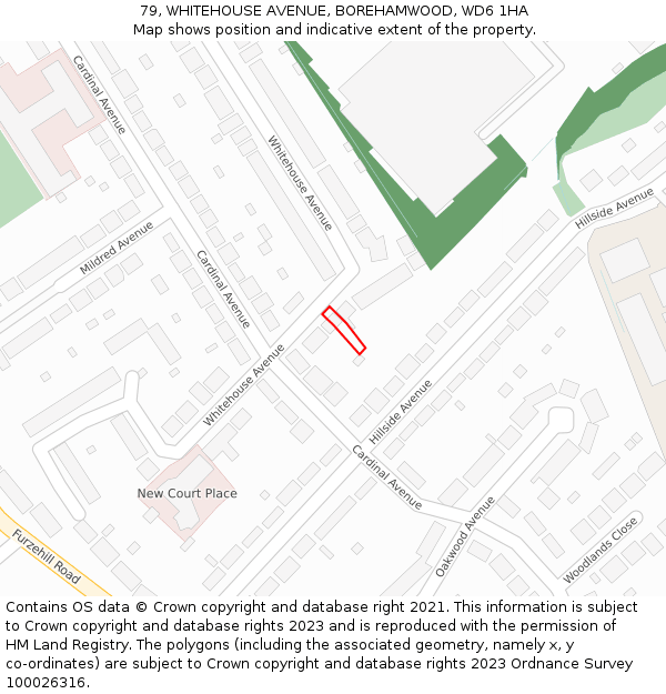 79, WHITEHOUSE AVENUE, BOREHAMWOOD, WD6 1HA: Location map and indicative extent of plot