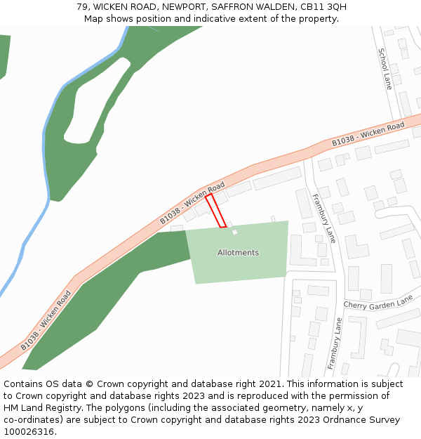 79, WICKEN ROAD, NEWPORT, SAFFRON WALDEN, CB11 3QH: Location map and indicative extent of plot