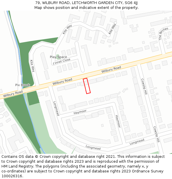 79, WILBURY ROAD, LETCHWORTH GARDEN CITY, SG6 4JJ: Location map and indicative extent of plot