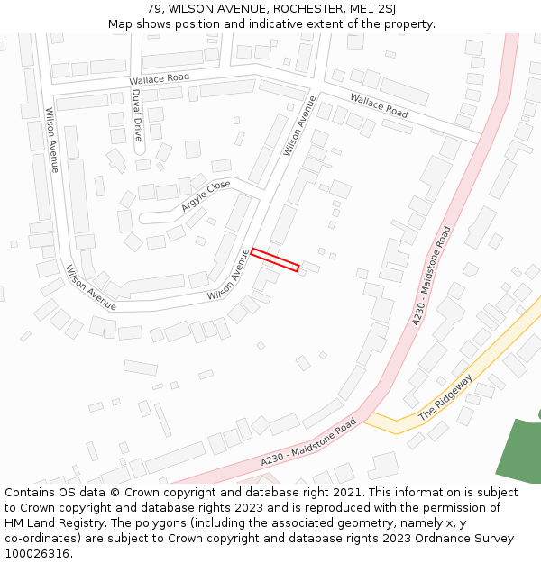 79, WILSON AVENUE, ROCHESTER, ME1 2SJ: Location map and indicative extent of plot