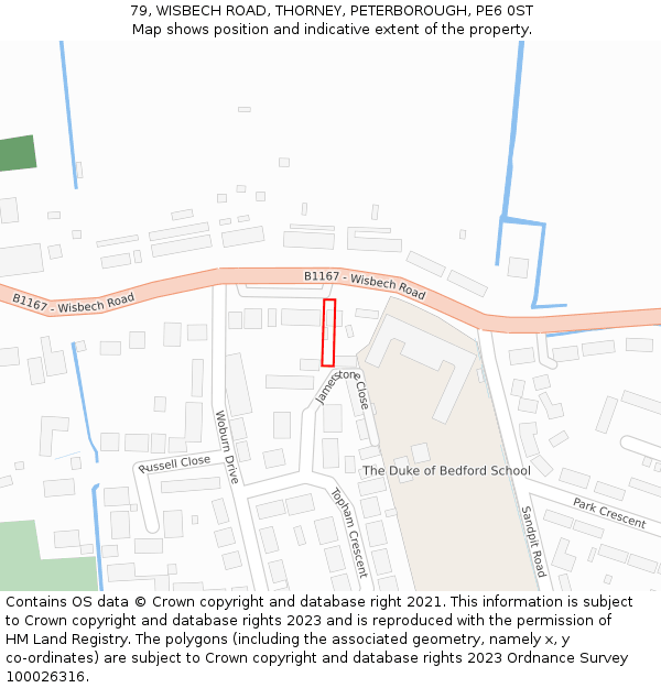 79, WISBECH ROAD, THORNEY, PETERBOROUGH, PE6 0ST: Location map and indicative extent of plot