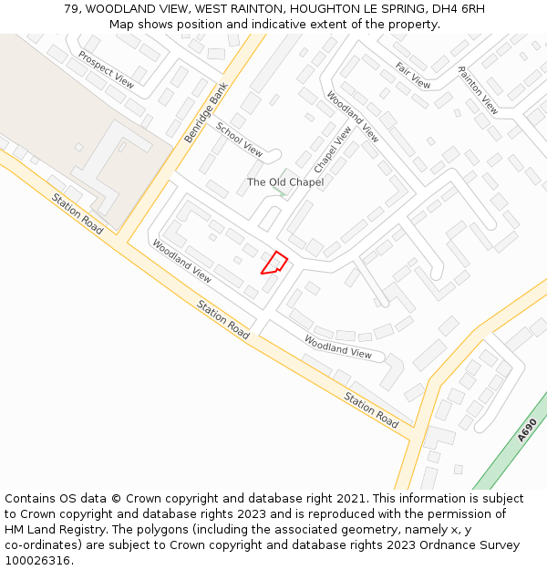 79, WOODLAND VIEW, WEST RAINTON, HOUGHTON LE SPRING, DH4 6RH: Location map and indicative extent of plot