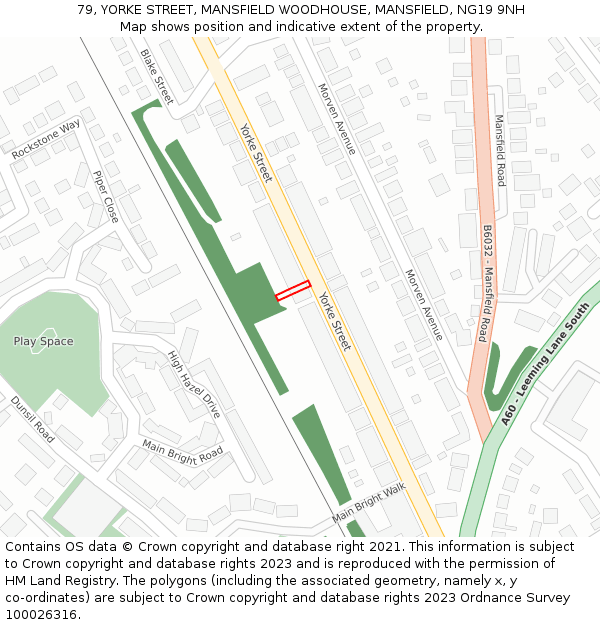 79, YORKE STREET, MANSFIELD WOODHOUSE, MANSFIELD, NG19 9NH: Location map and indicative extent of plot