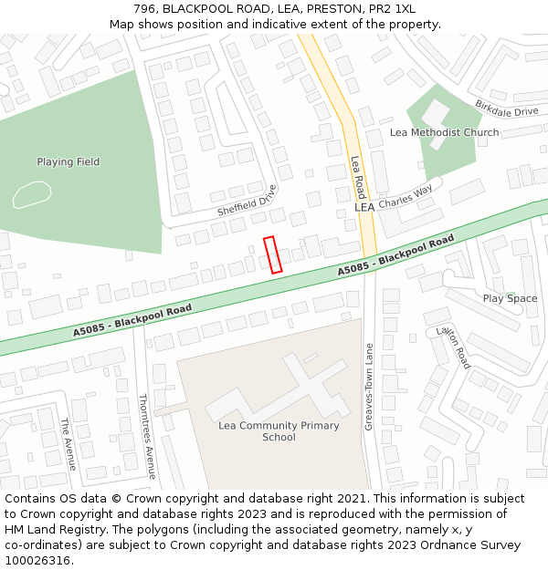 796, BLACKPOOL ROAD, LEA, PRESTON, PR2 1XL: Location map and indicative extent of plot