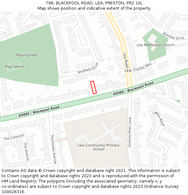 798, BLACKPOOL ROAD, LEA, PRESTON, PR2 1XL: Location map and indicative extent of plot