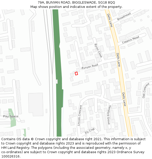 79A, BUNYAN ROAD, BIGGLESWADE, SG18 8QQ: Location map and indicative extent of plot