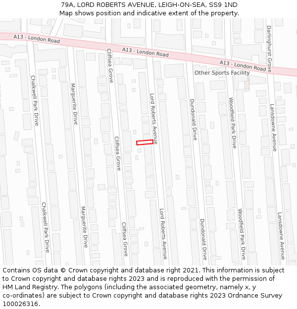 79A, LORD ROBERTS AVENUE, LEIGH-ON-SEA, SS9 1ND: Location map and indicative extent of plot