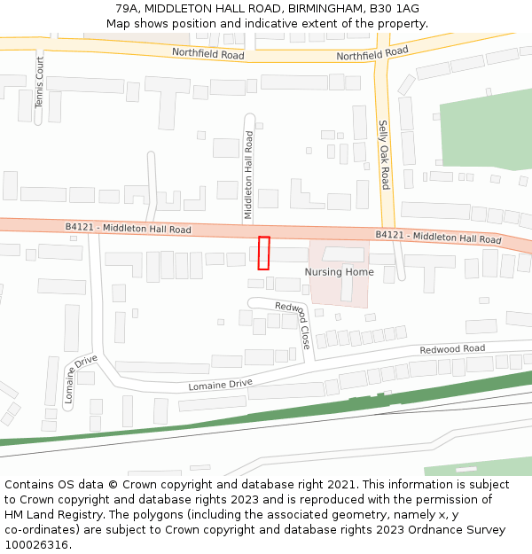 79A, MIDDLETON HALL ROAD, BIRMINGHAM, B30 1AG: Location map and indicative extent of plot