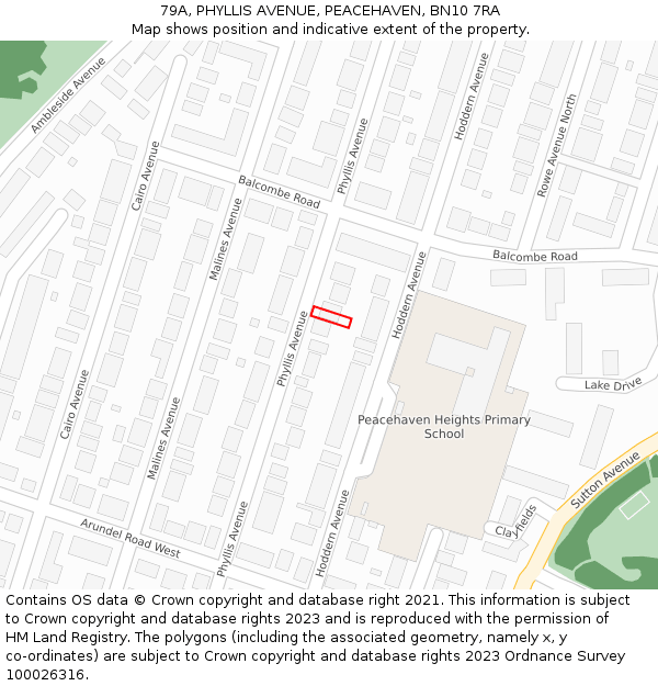 79A, PHYLLIS AVENUE, PEACEHAVEN, BN10 7RA: Location map and indicative extent of plot