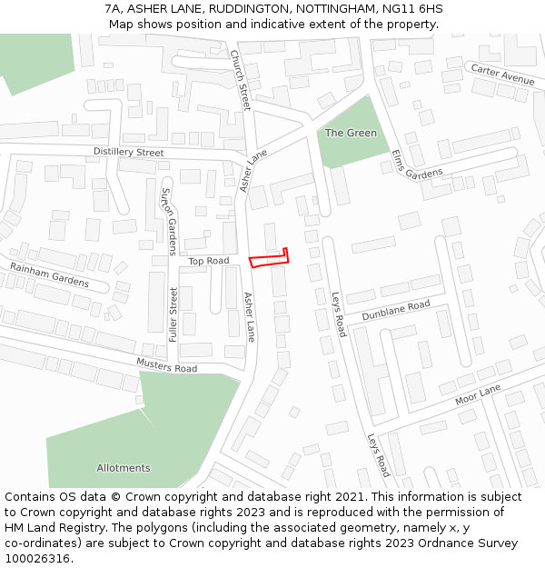 7A, ASHER LANE, RUDDINGTON, NOTTINGHAM, NG11 6HS: Location map and indicative extent of plot