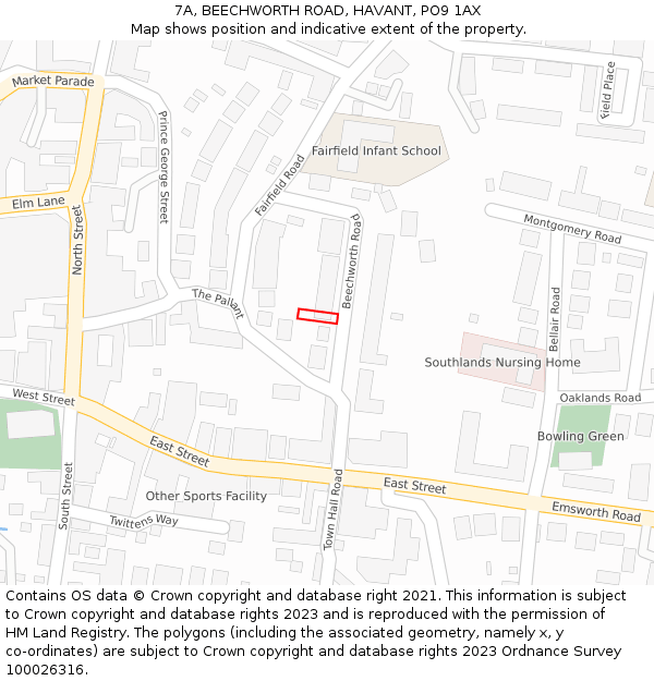 7A, BEECHWORTH ROAD, HAVANT, PO9 1AX: Location map and indicative extent of plot
